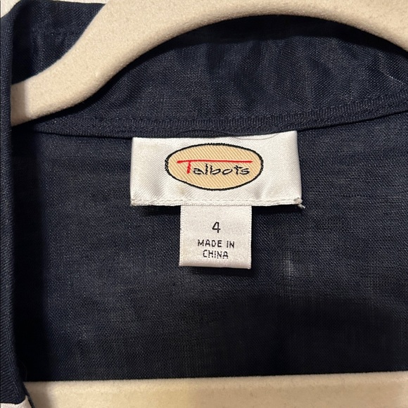 Talbots Navy Linen Blouse - Picture 2 of 4